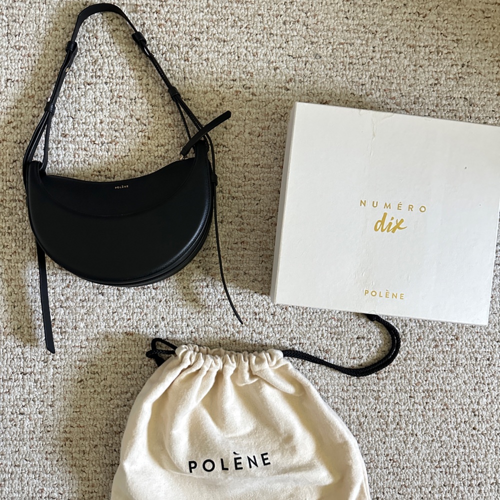 Polene black numero dix shoulder bag (original packaging, initial release)